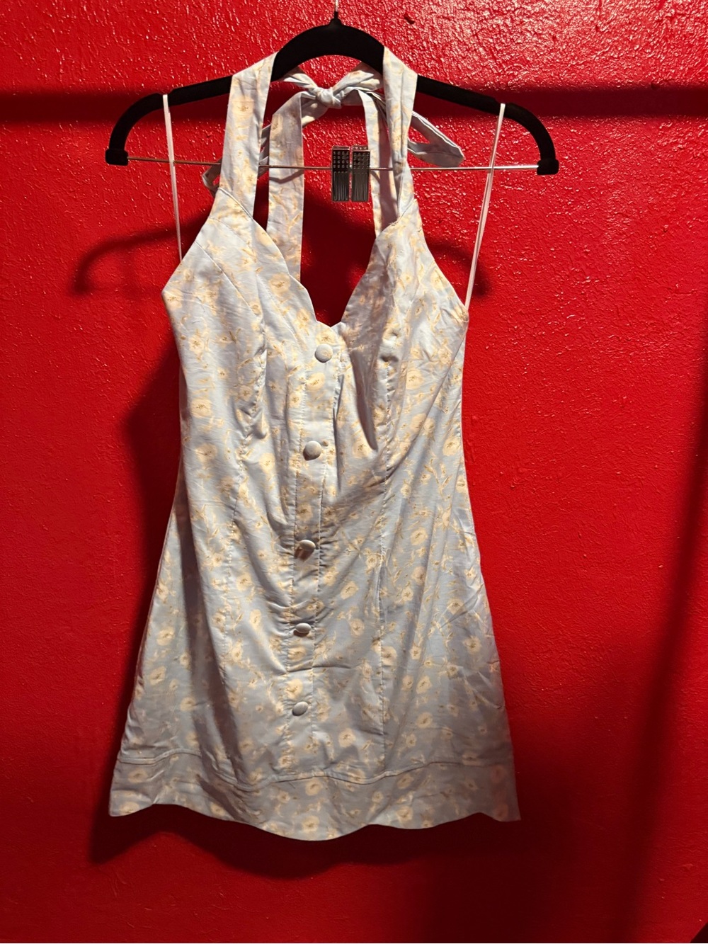 65. NWT Halter Mini Dress in Light Blue Floral